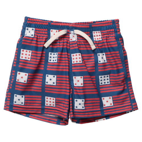 Boys Swim Trunk - Navy Flag