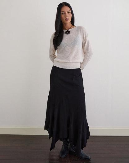 Dorina Long Sleeve Top in Knit Ecru