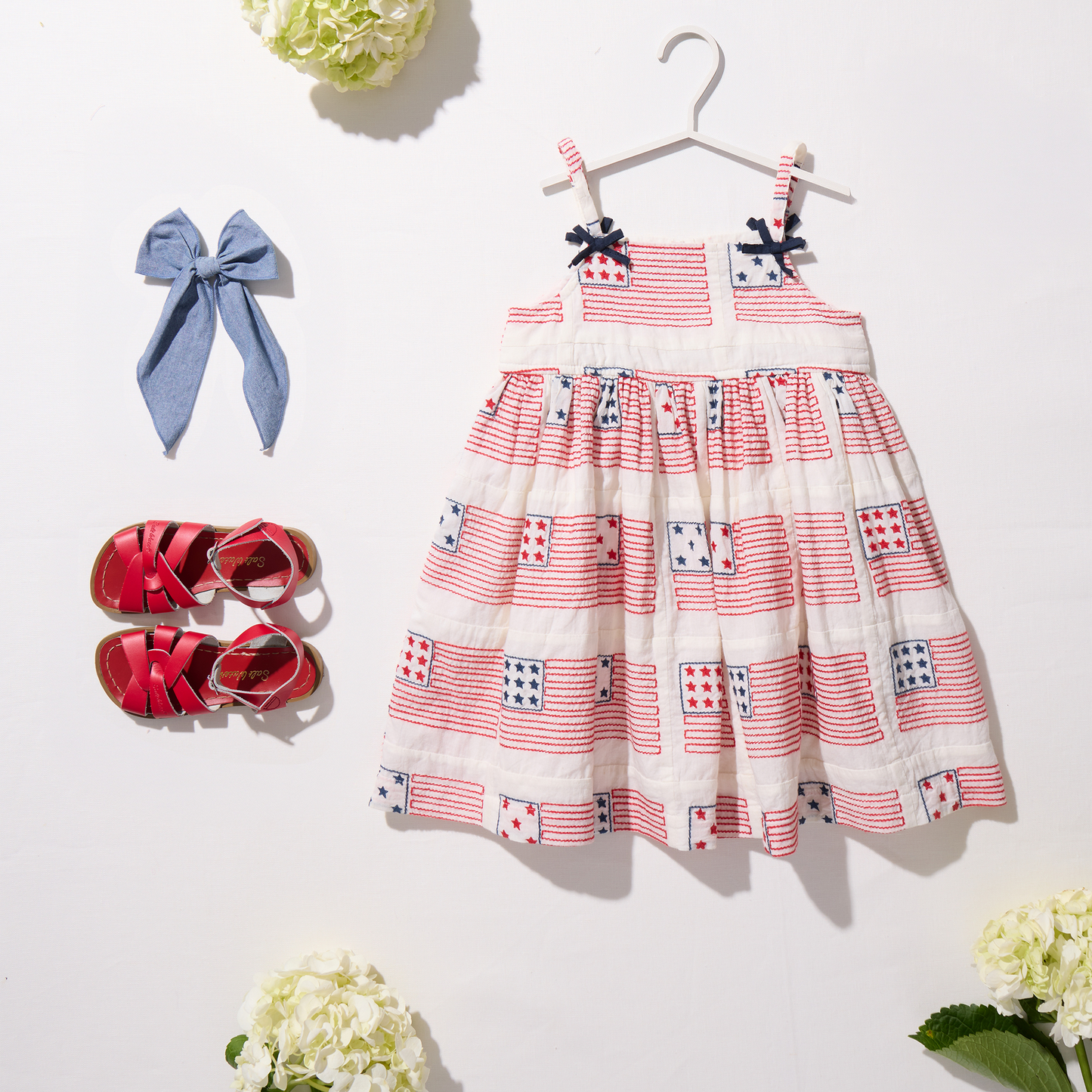 Girls Tia Dress - flag embroidery