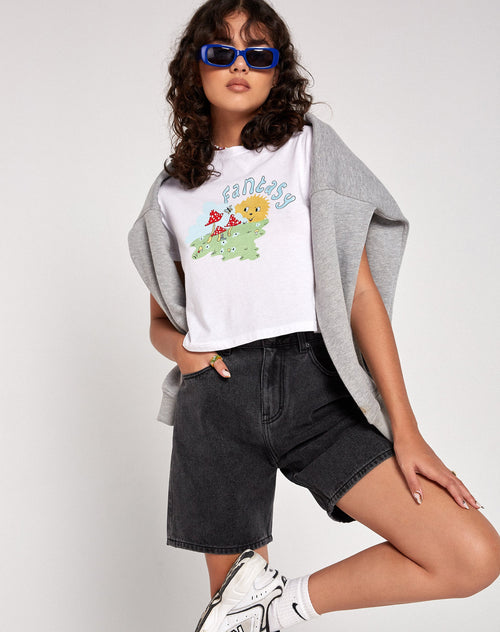 Dad Denim Shorts in Black Wash