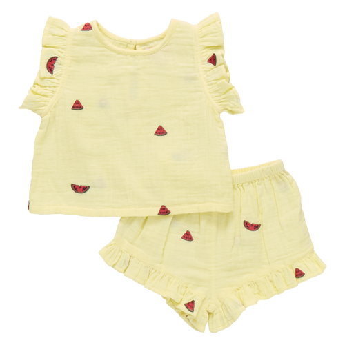 Girls Roey 2-PC Set - Watermelon Embroidery