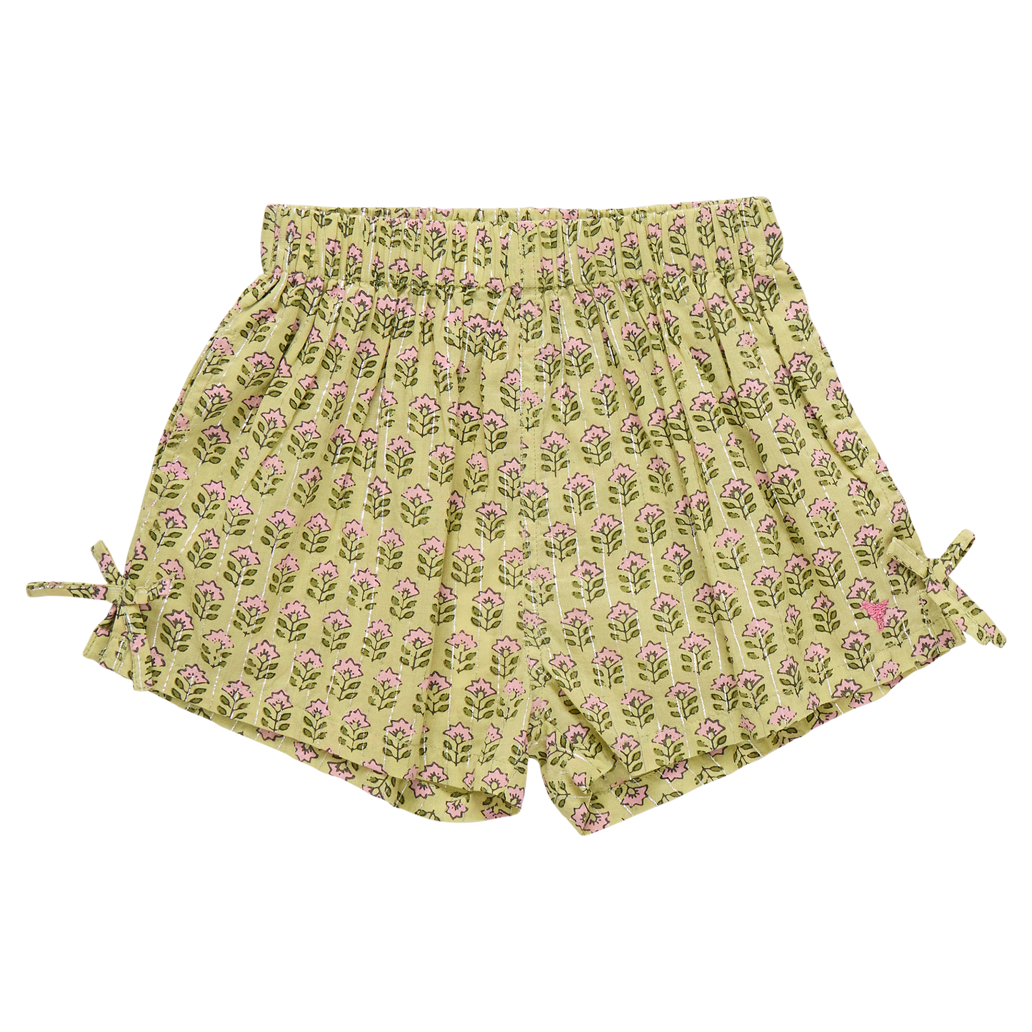 Girls Jules Short - Green Prairie Block Print
