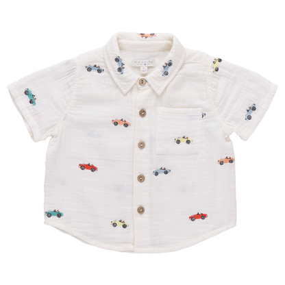 Multi Boys Jack Shirt - Vintage Car Embroidery