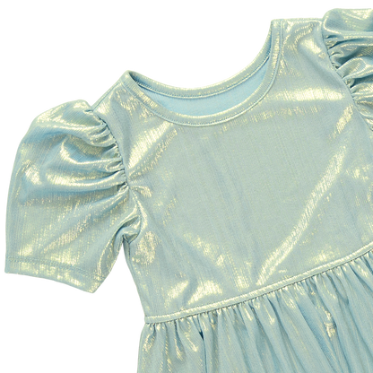 Girls Lame Laurie Dress - Ice Blue