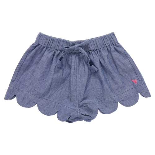 Girls Scallop Short - Chambray