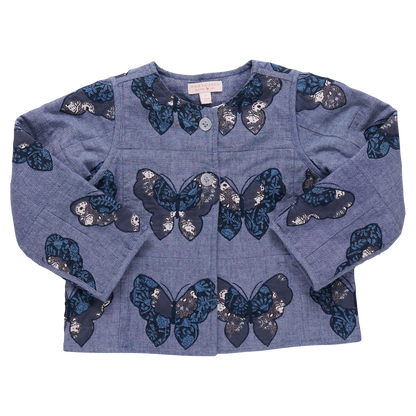 Girls Reversible Quilted Jacket - Quilted Butterfly