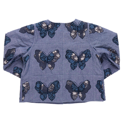 Girls Reversible Quilted Jacket - Quilted Butterfly