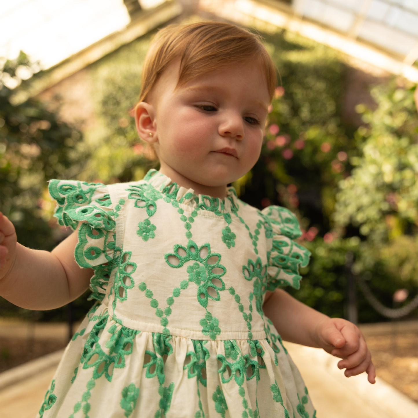 Baby Girls Cynthia Dress Set - Kelly Green Eyelet