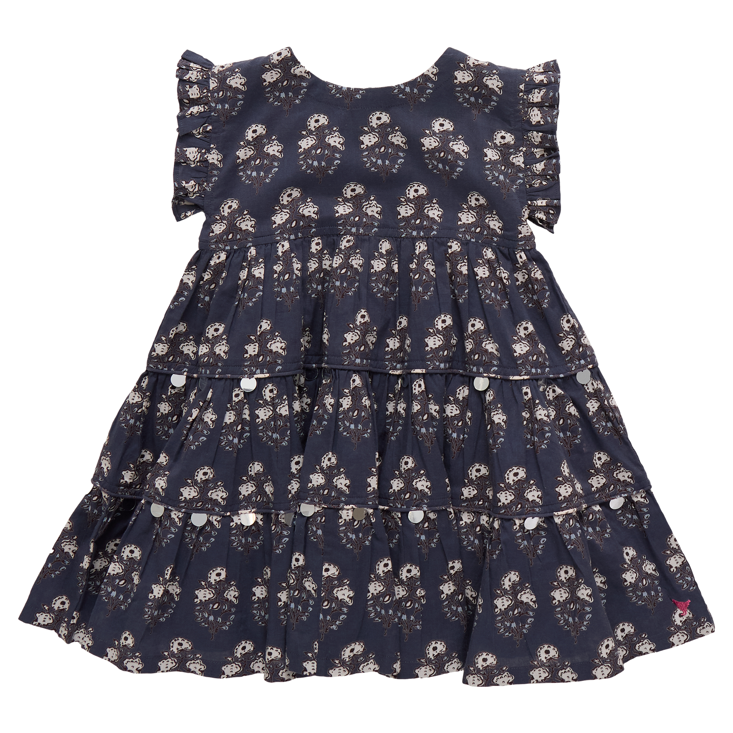 Girls Peachy Dress - Navy Strawflower