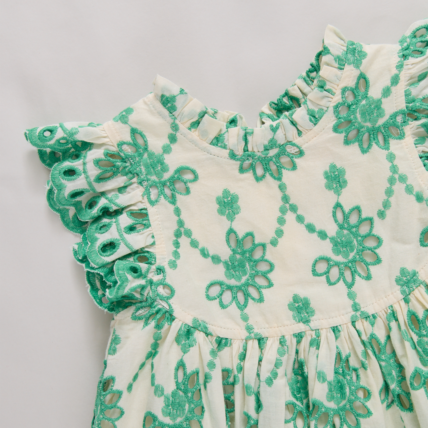 Girls Cynthia Dress - Kelly Green Eyelet