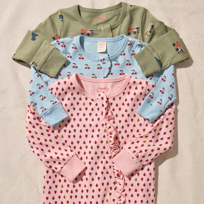 Baby Zip Romper - Cherries