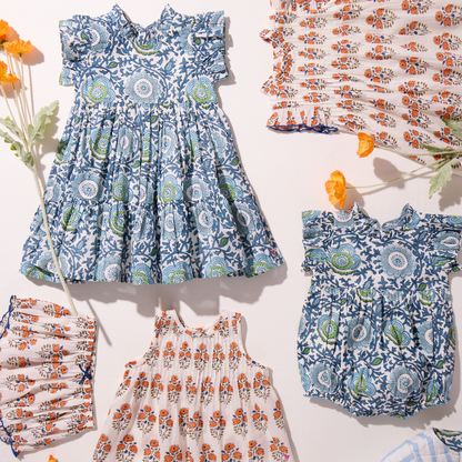 Girls Jennifer Dress - Blue Lisbon Floral
