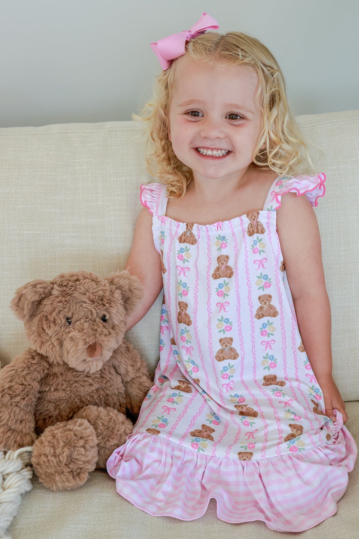 Girls' Full Length Ruffle Nightgown | Beary Lovely