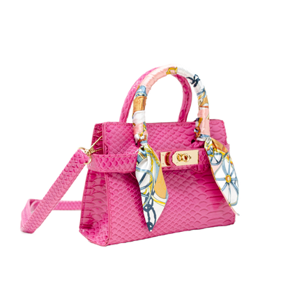 Crocodile Scarf Handbag - Hot Pink