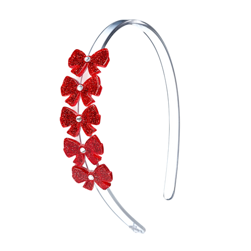 Glitter Bows Headband - Red