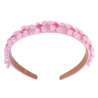 Crystal Flower Headband - Light Pink