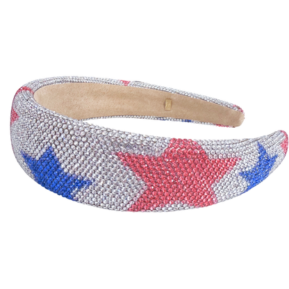 Fully Crystalized Headband - Red and Blue Stars