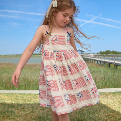 Girls Tia Dress - flag embroidery