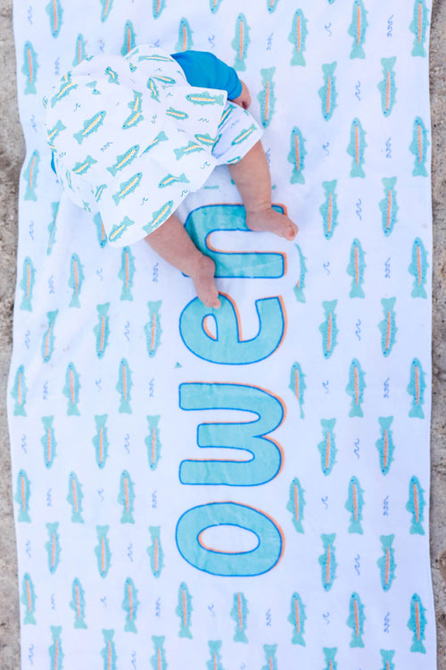 Personalized Kids Beach Towel | Tiny Trout