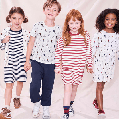 Hopscotch Long Sleeve Dress - Navy Stripe