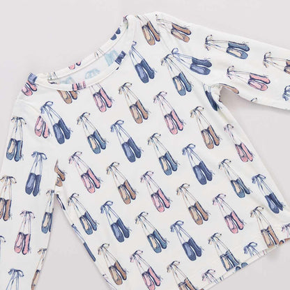 Kids Bamboo PJ Set - Ballet Slippers