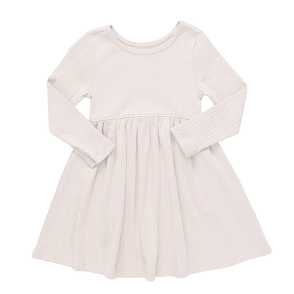 Sunny Long Sleeve Rib Dress - Cream