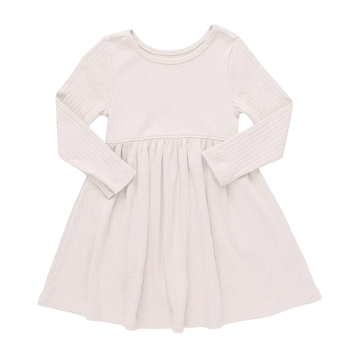 Sunny Long Sleeve Rib Dress - Cream