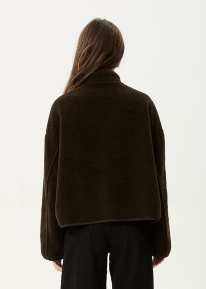 AFENDS Womens Berlin - Reversible Polar Fleece Jacket - Coffee