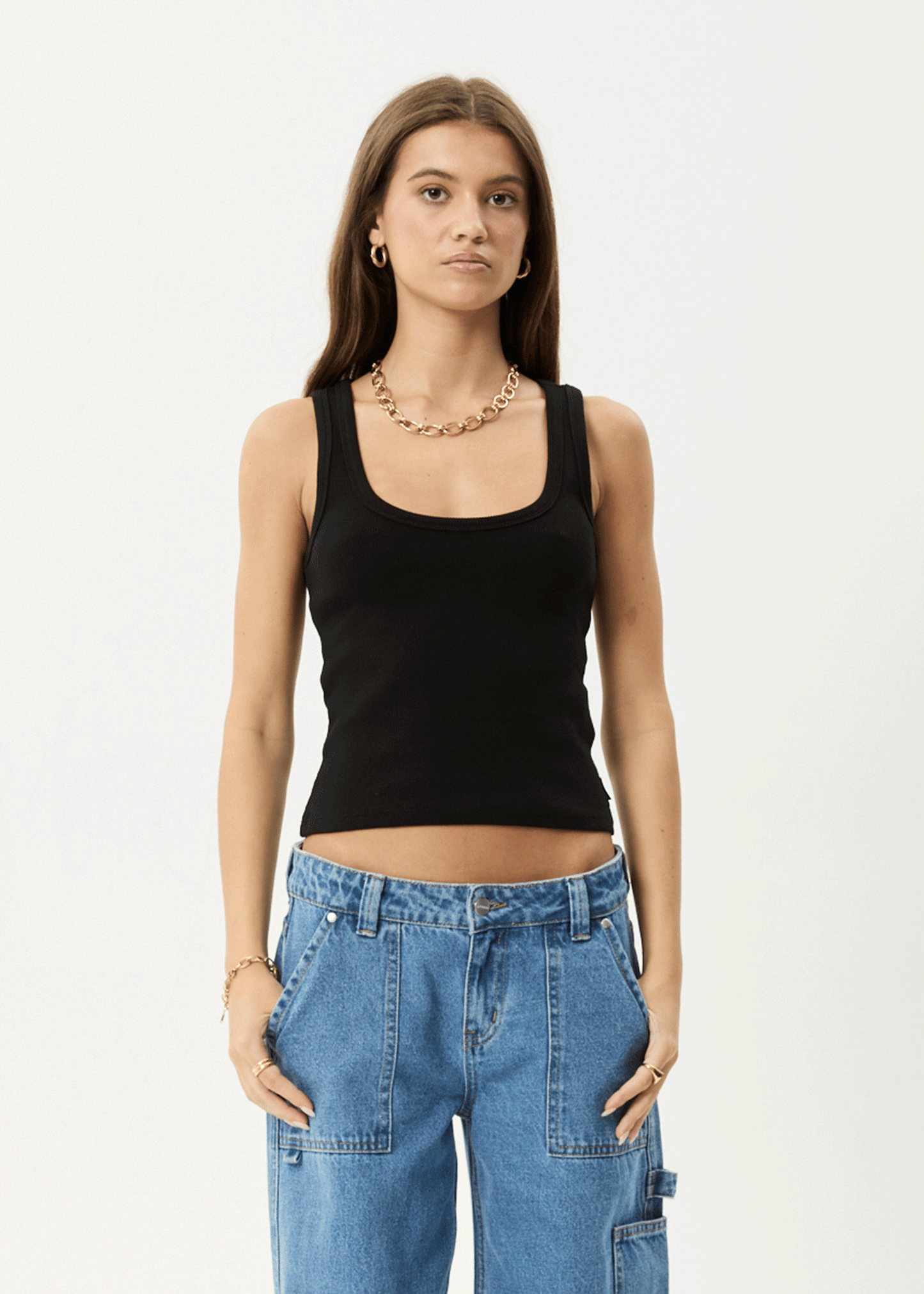 AFENDS Womens Layden - Rib Singlet - Black