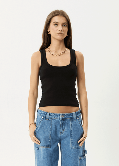 AFENDS Womens Layden - Rib Singlet - Black