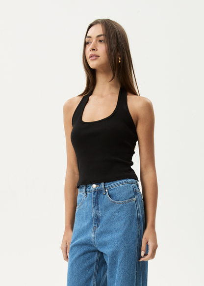 AFENDS Womens Basis - Rib Halter - Black