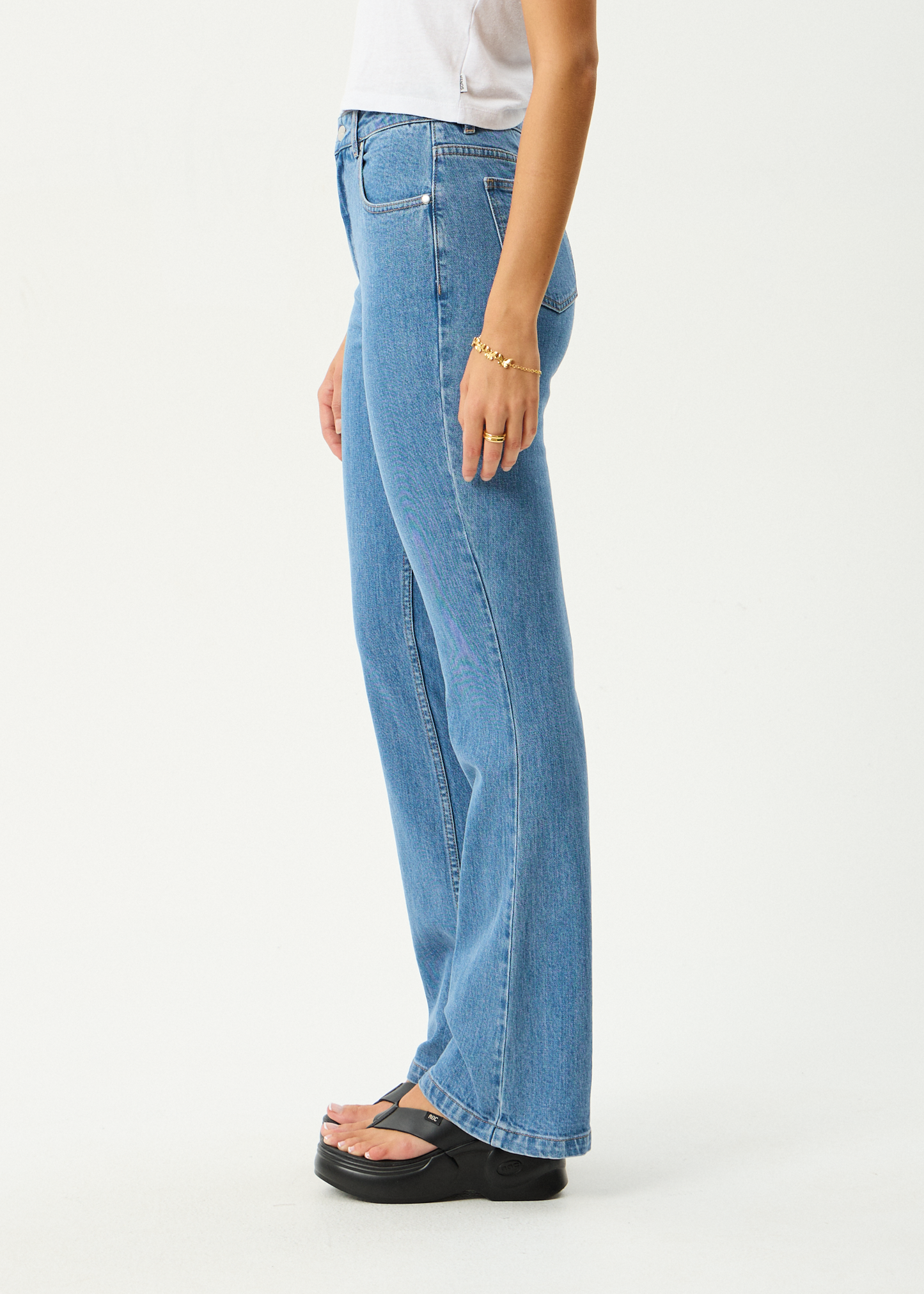 AFENDS Womens Cassidy - Bootcut Jean - Worn Blue