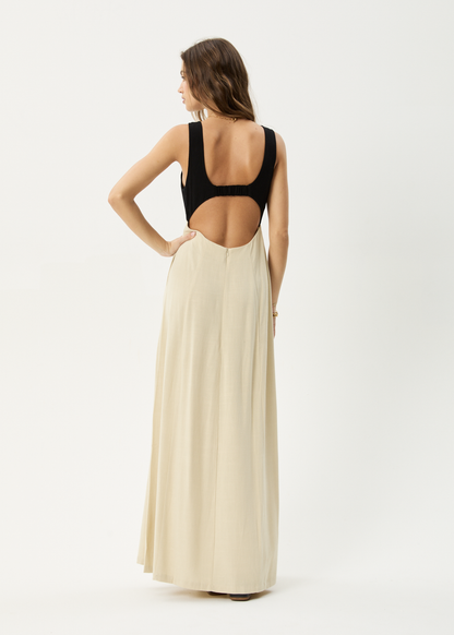 AFENDS Womens Charlotte - Maxi Dress - Biscuit / Black