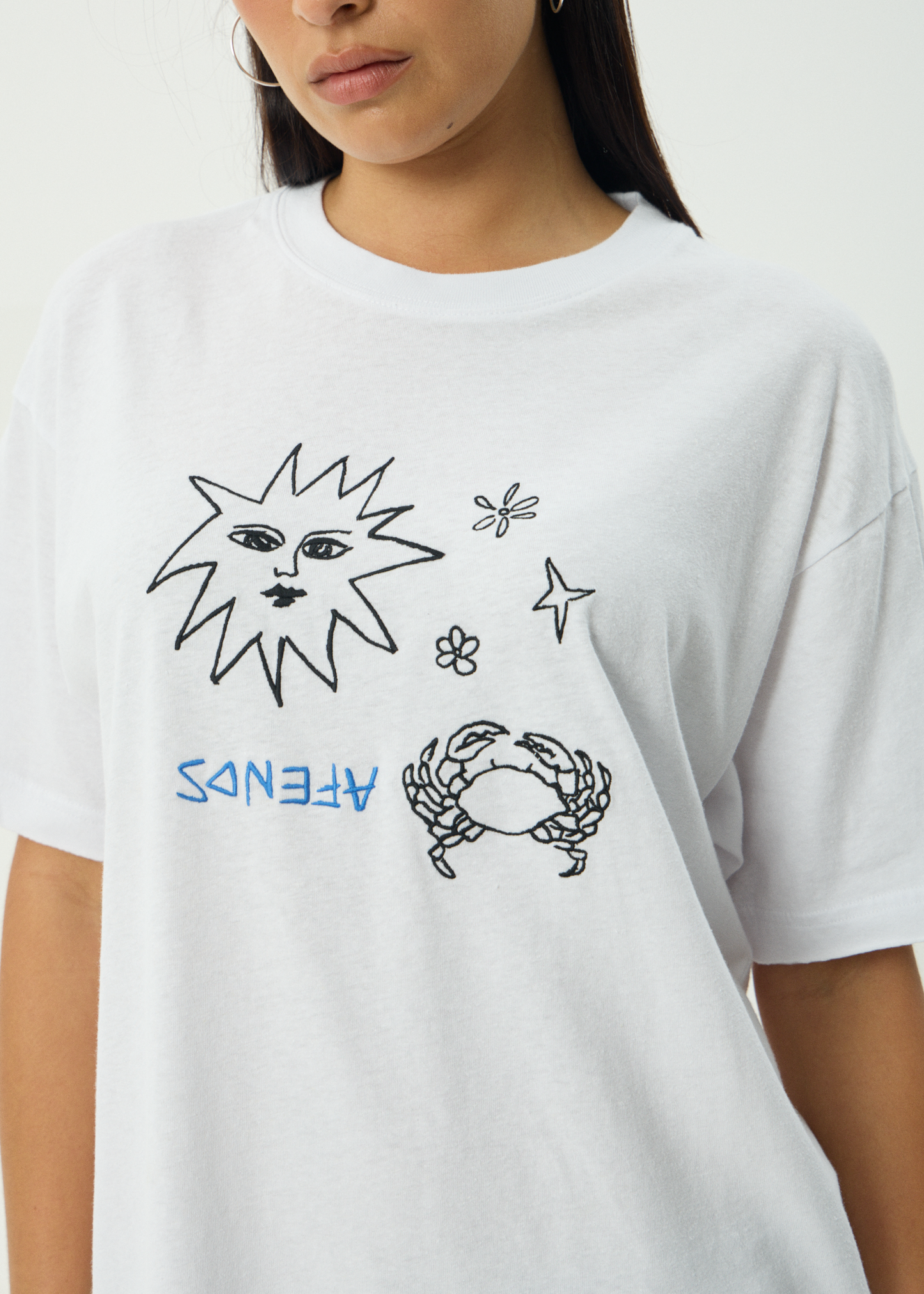 AFENDS Womens Sunbake - Oversized Tee - White