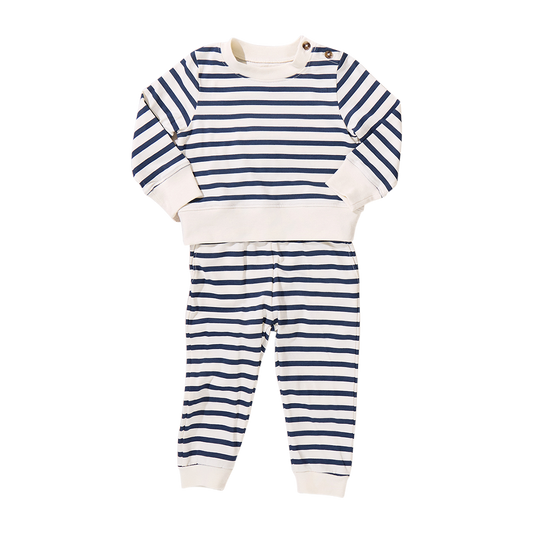 Baby Jersey Jax Jogger Set - Navy Stripe