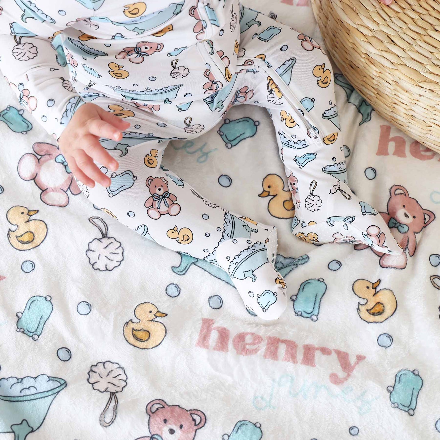 Bathtime Besties Personalized Kids Blanket | Blue