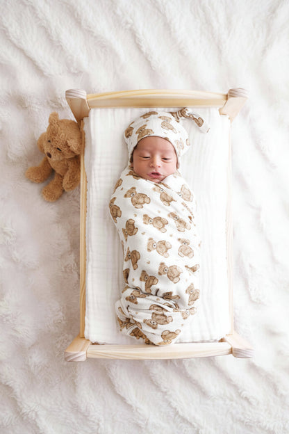 Beary Sweet Bamboo Waffle Oversized Swaddle Blanket