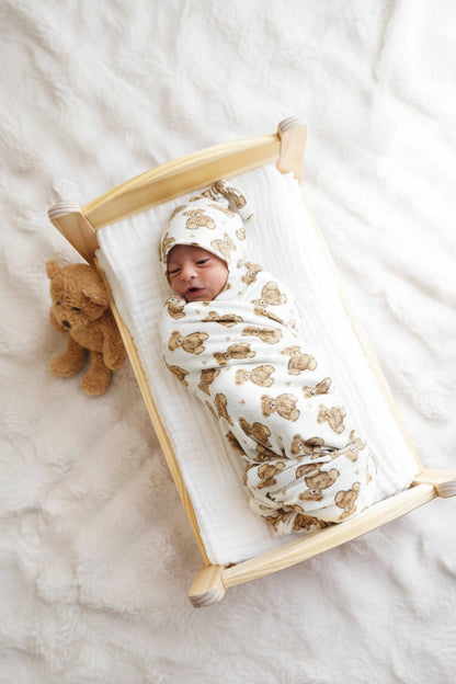 Beary Sweet Bamboo Waffle Oversized Swaddle Blanket