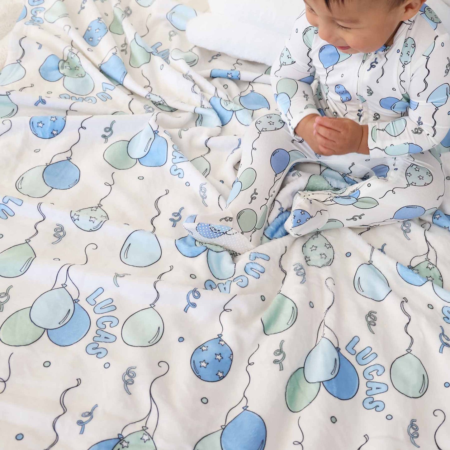 Party Time Personalized Kids Blanket | Blue
