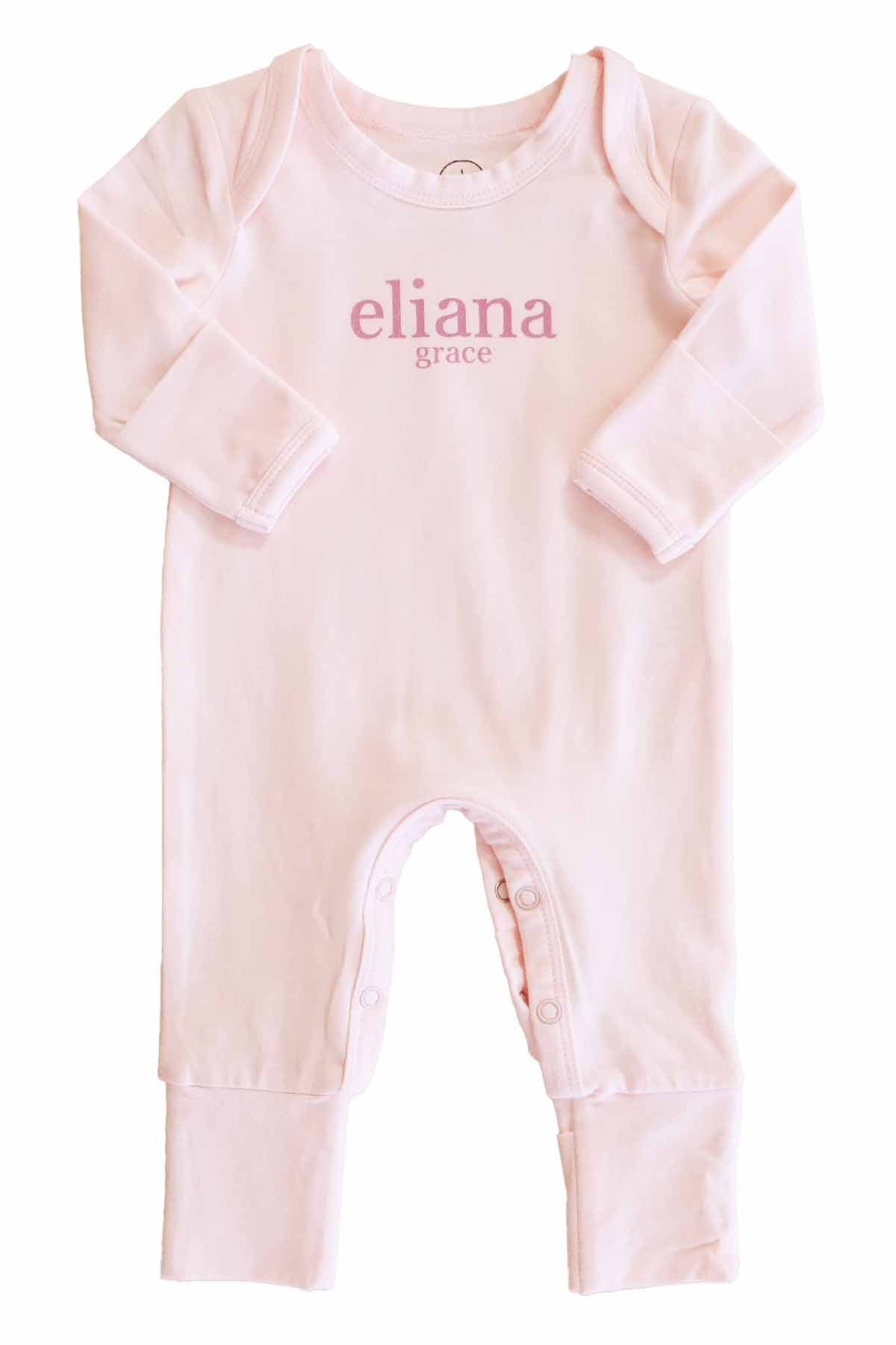 Personalized Full Length Snap Romper | Blush