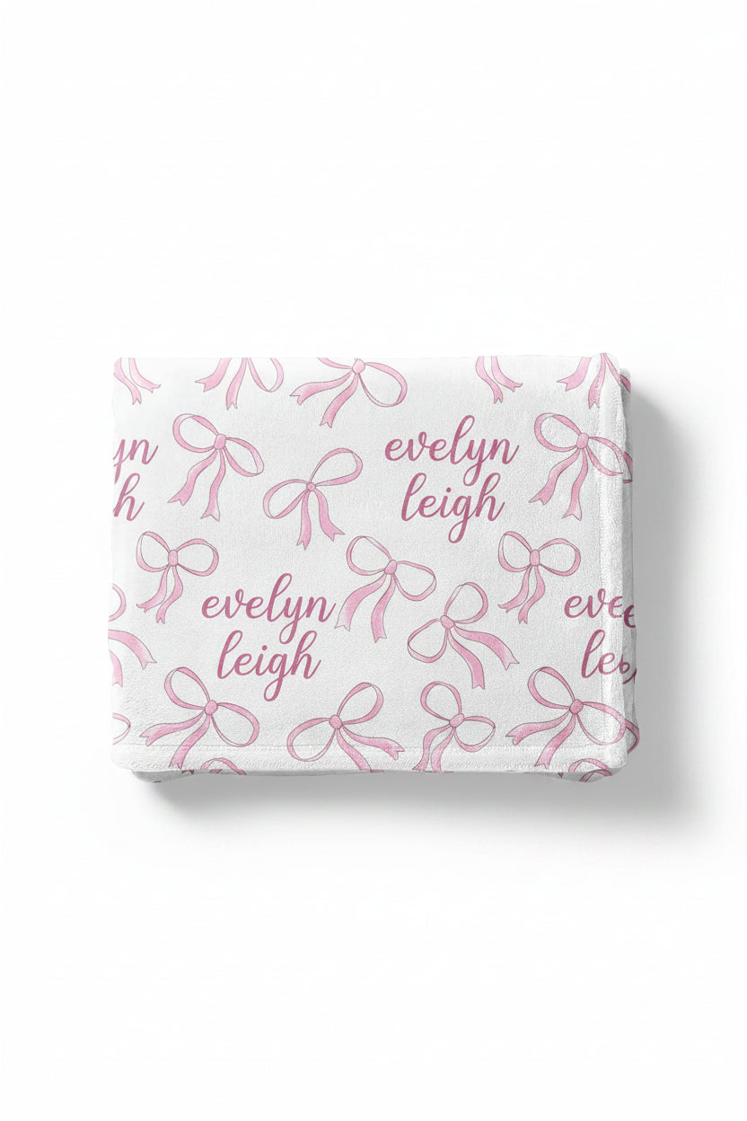 Blushing Bows Personalized Kids Blanket