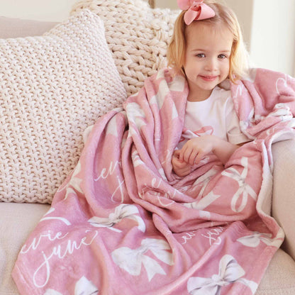 Bow Personalized Kids Blanket