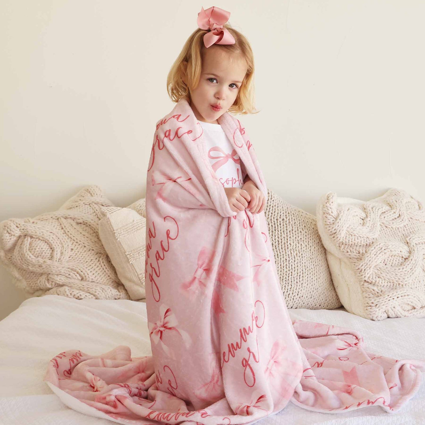 Bow Personalized Kids Blanket