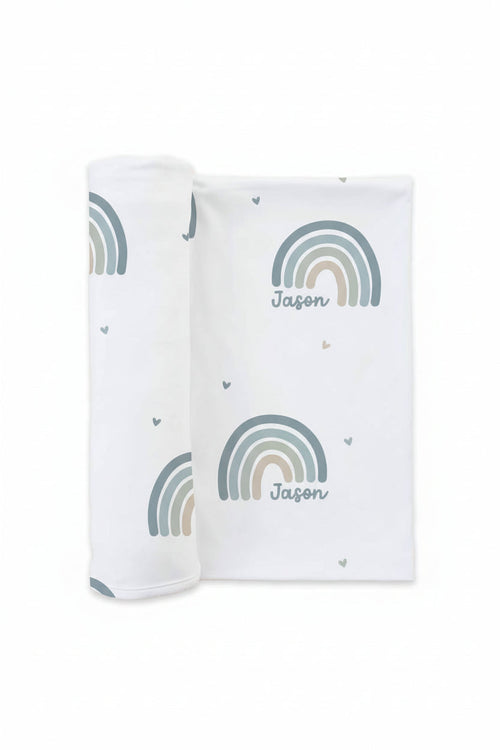 Boy Rainbow Personalized Baby Name Swaddle