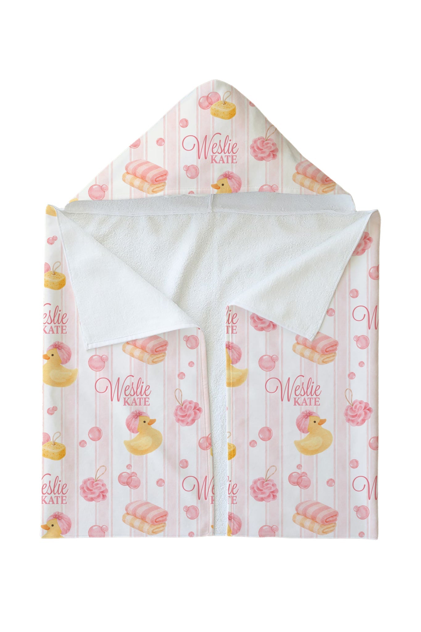 Personalized Hooded Towel | Bubble Duckie Pink
