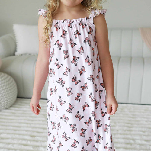 Girls' Full Length Ruffle Nightgown | Butterfly Dreams
