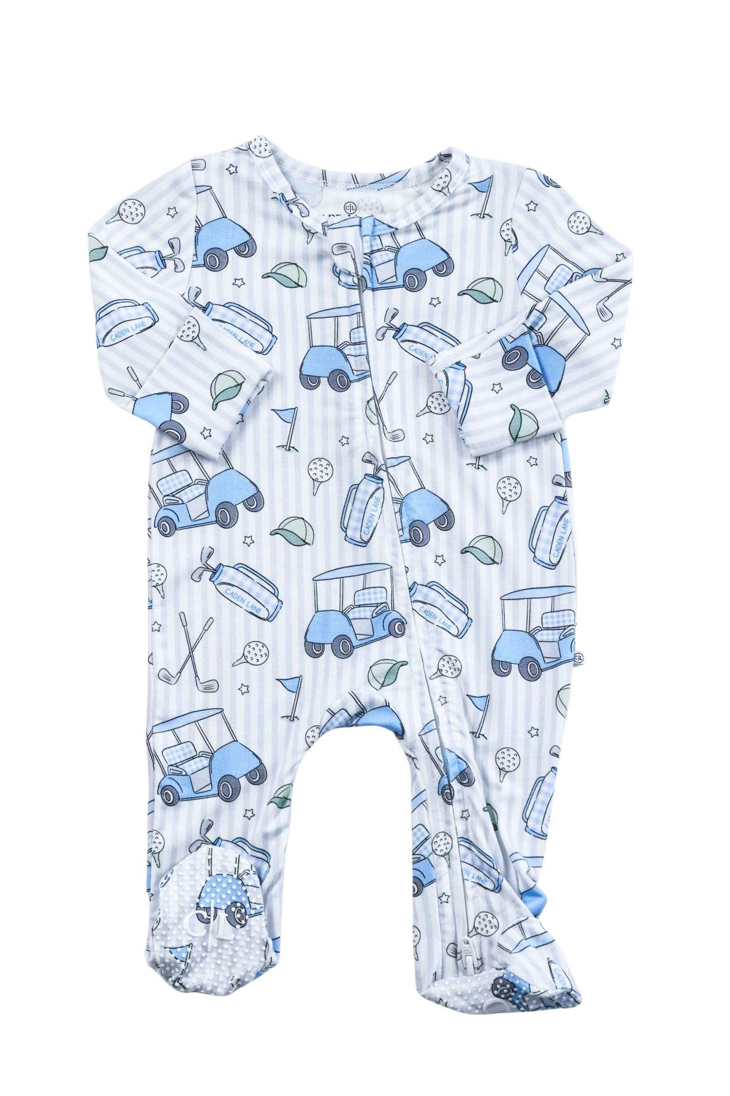 Bamboo Zipper Footie | Caddie Crew Blue