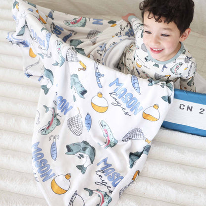 Catch of the Day Personalized Kids Blanket