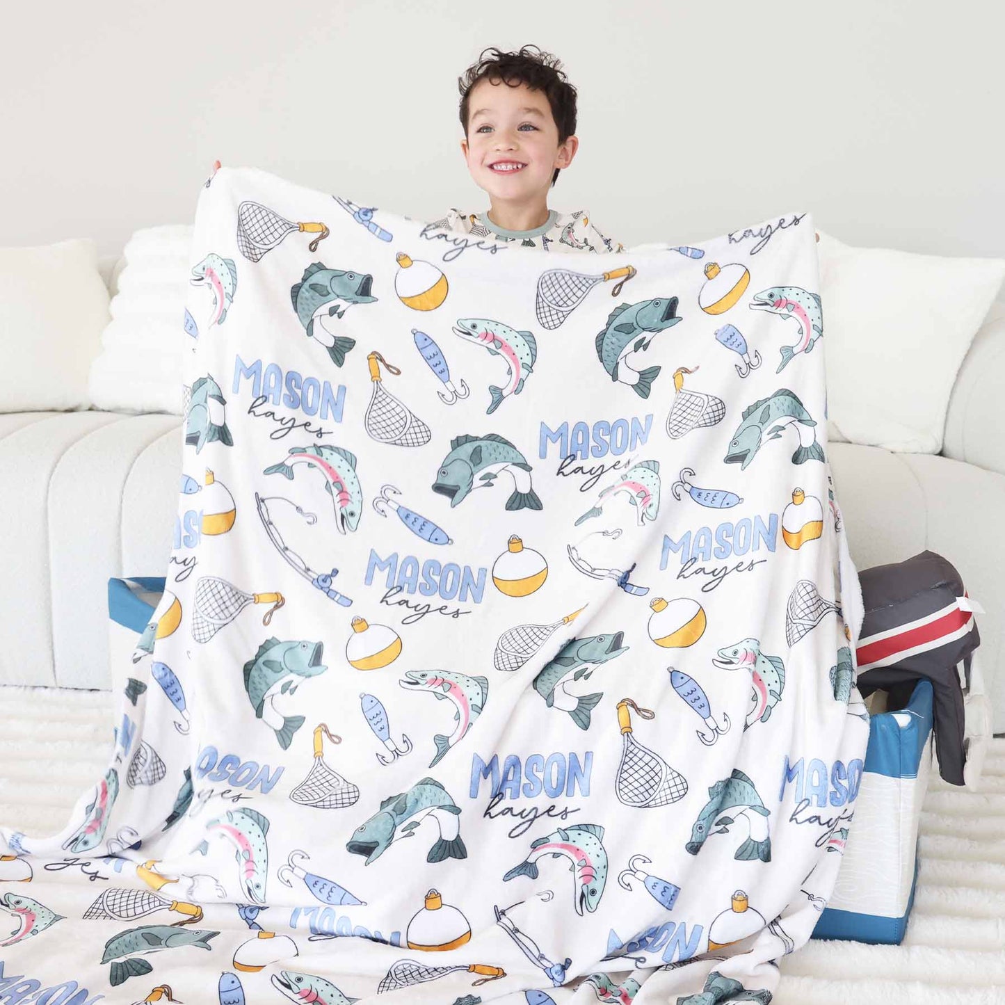 Catch of the Day Personalized Kids Blanket