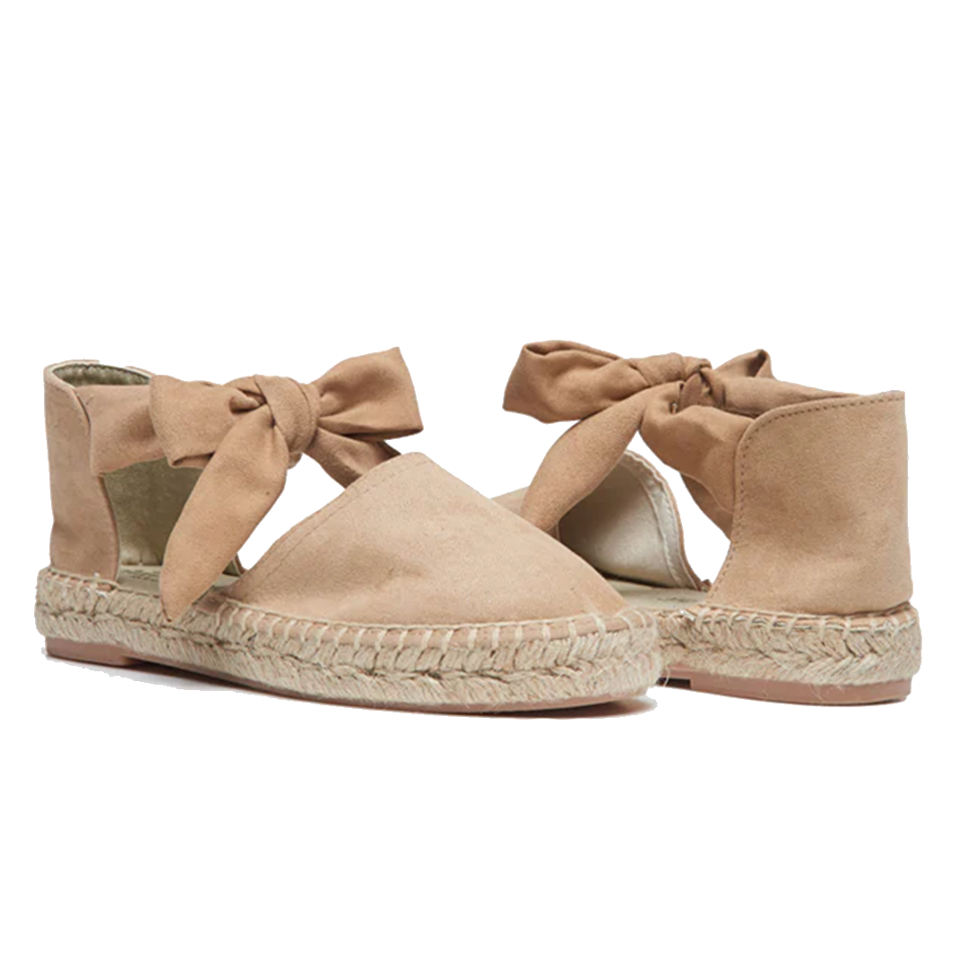 Suede Bow Espadrille - Montse Nude